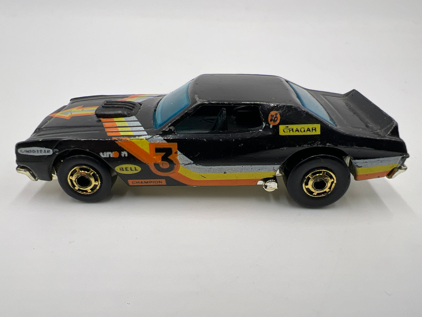 Hot Wheels 1/64 Flying Colors Ford Torino Stocker (HO Gold Wheels) Black HTF Loose