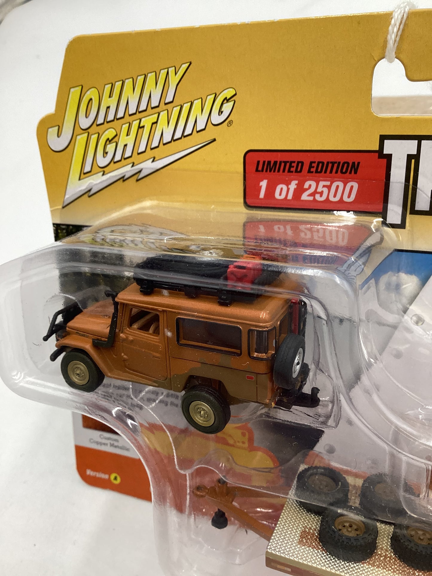 Johnny Lightning Truck And Trailer Release 1 1980 Toyota Land Cruiser with open car trailer