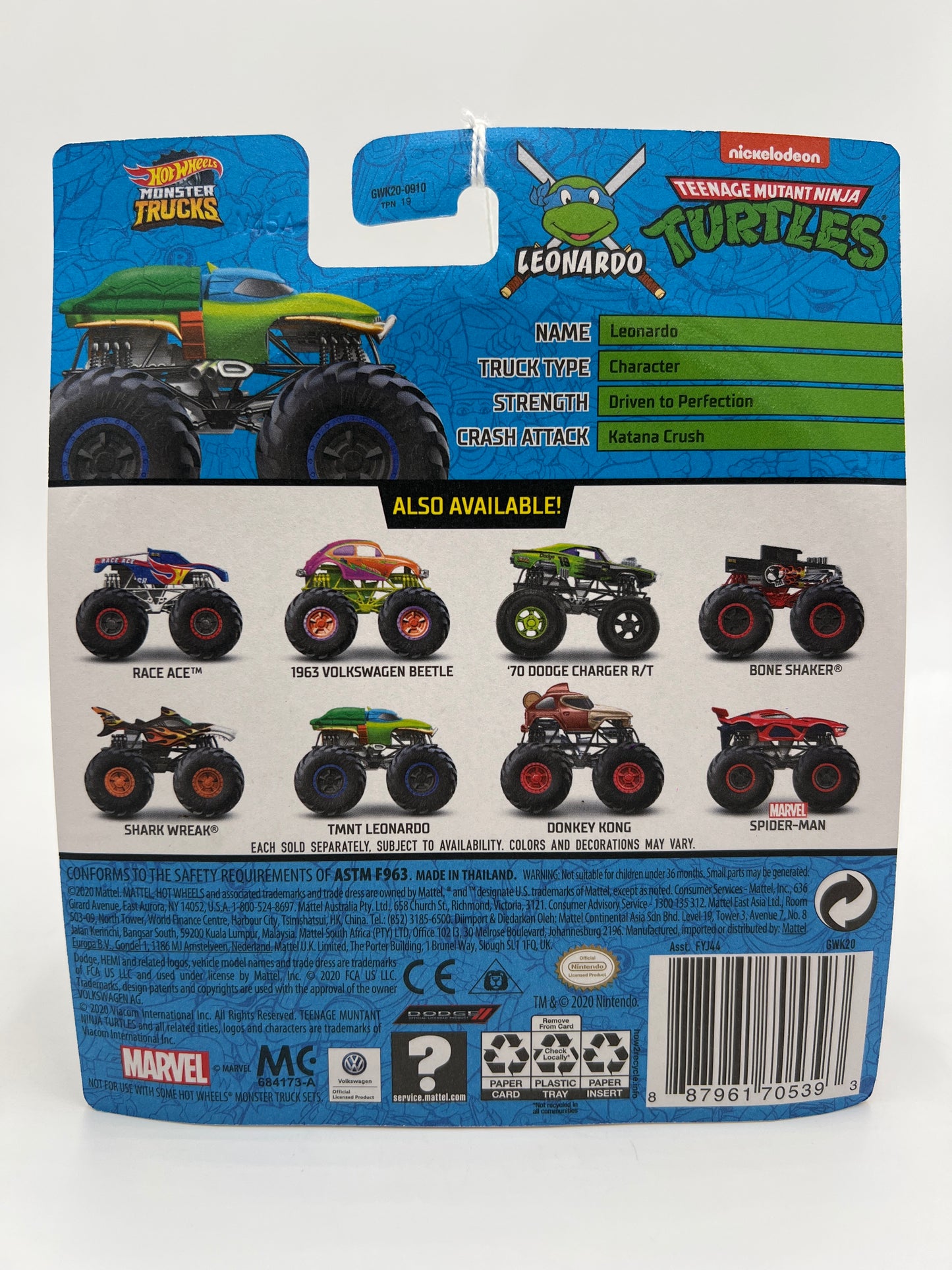 Hot Wheels Monster Trucks Teenage Mutant Ninja Turtles #32 Leonardo 124C