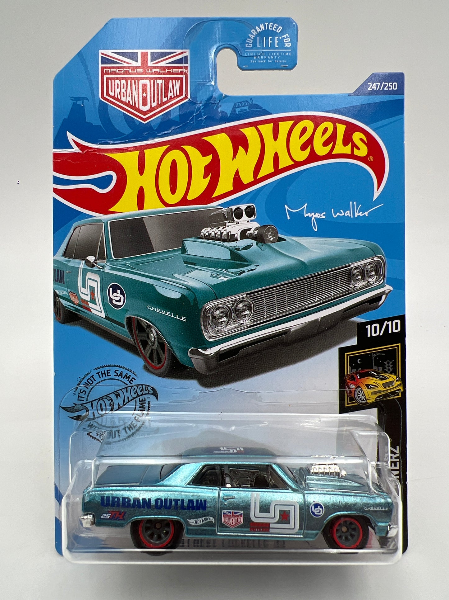 2020 Hot Wheels Super Treasure Hunt #247 64 Chevy Chevelle SS Light Blue W/Protector Bad Card