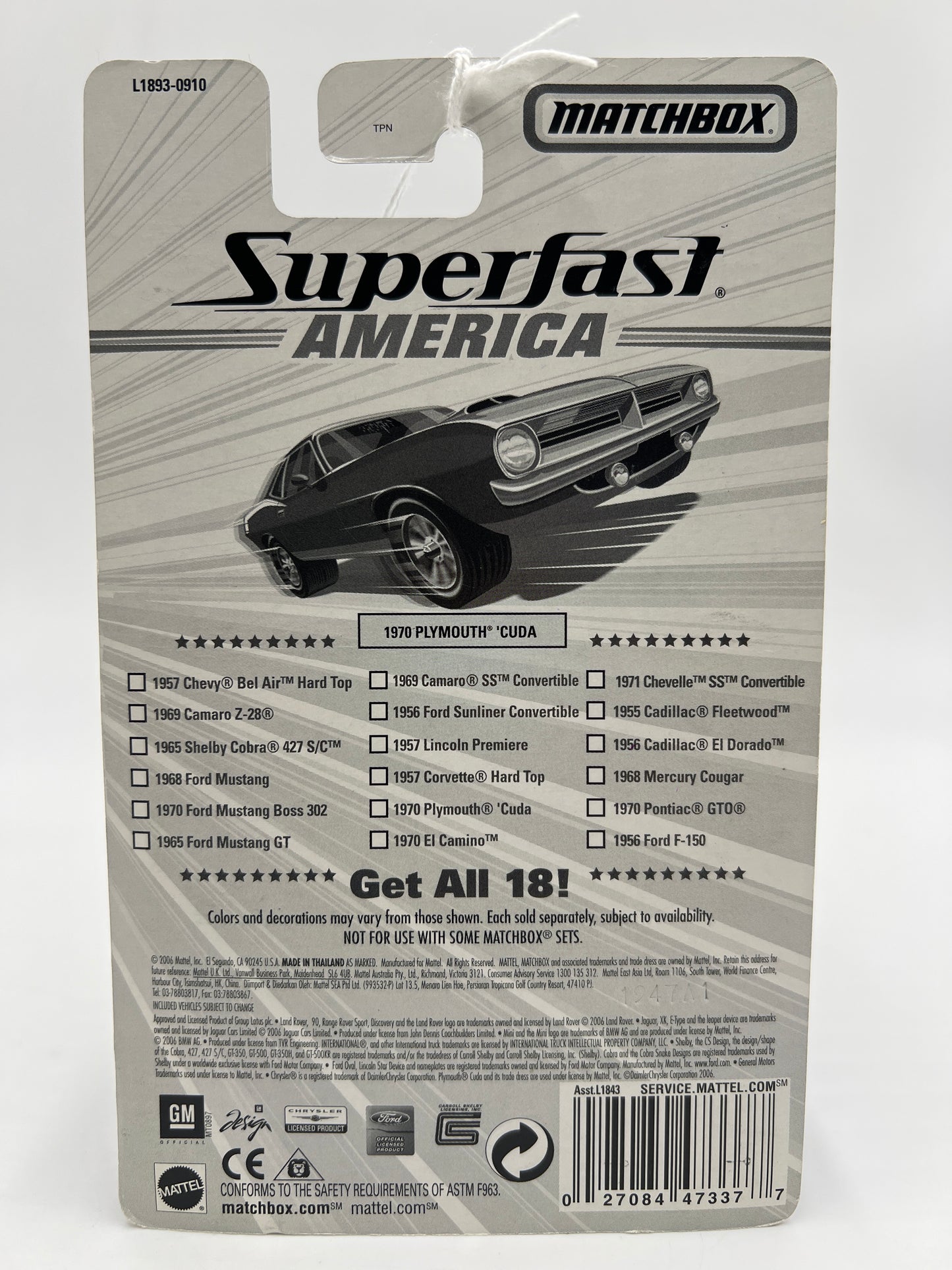 Matchbox Superfast America #11 1970 Plymouth Cuda Blue 171B