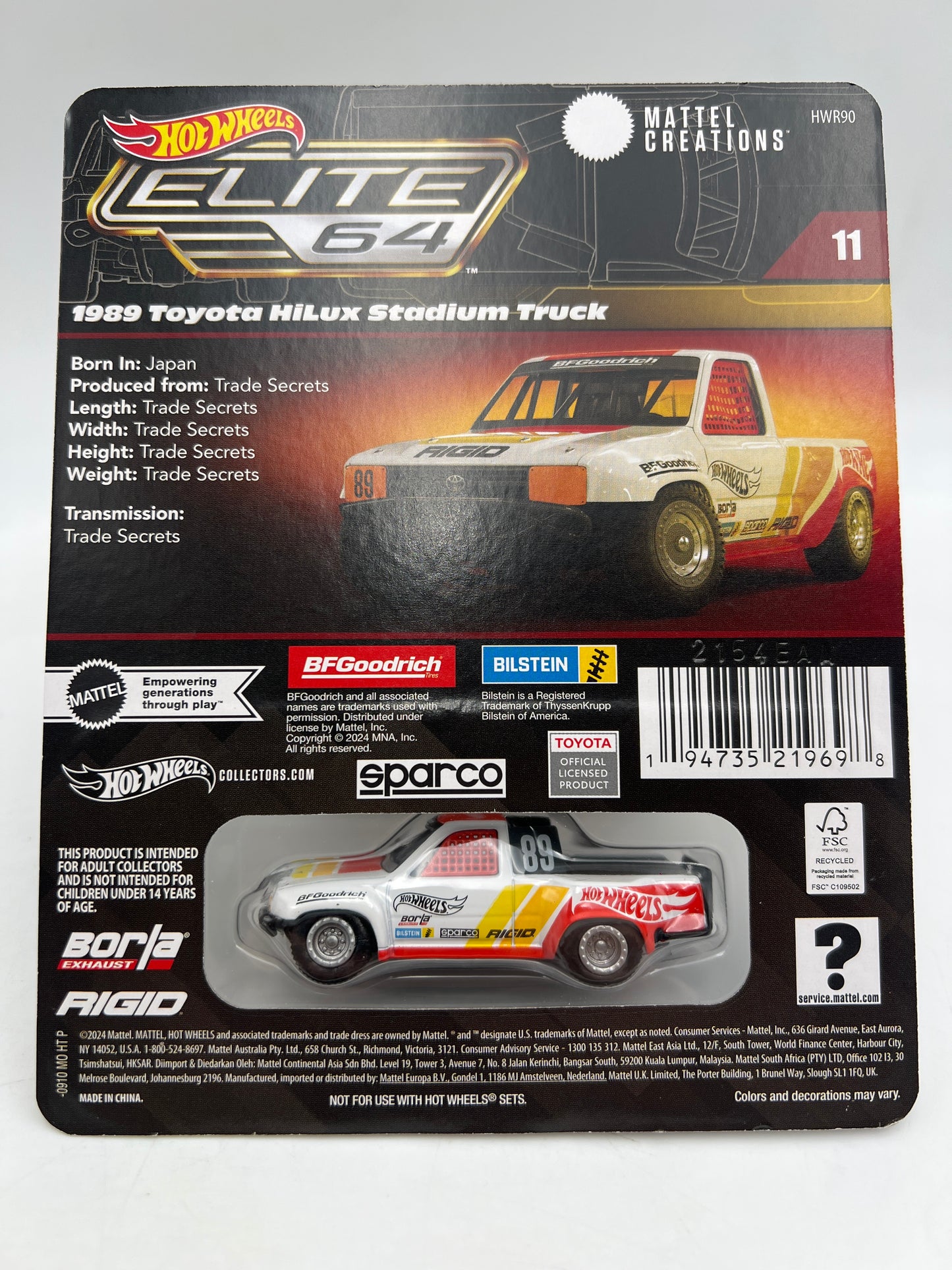2025 Hot Wheels RLC Elite 64 #11 1989 Toyota HiLux Stadium Truck W/Protector