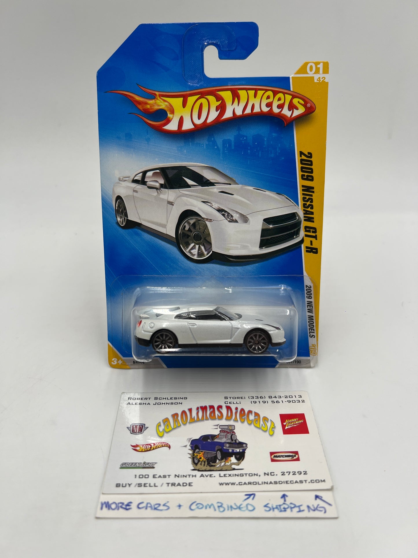 2009 Hot Wheels New Models #1 2009 Nissan GT-R White Smoked Chrome Wheel Variation W/Protector