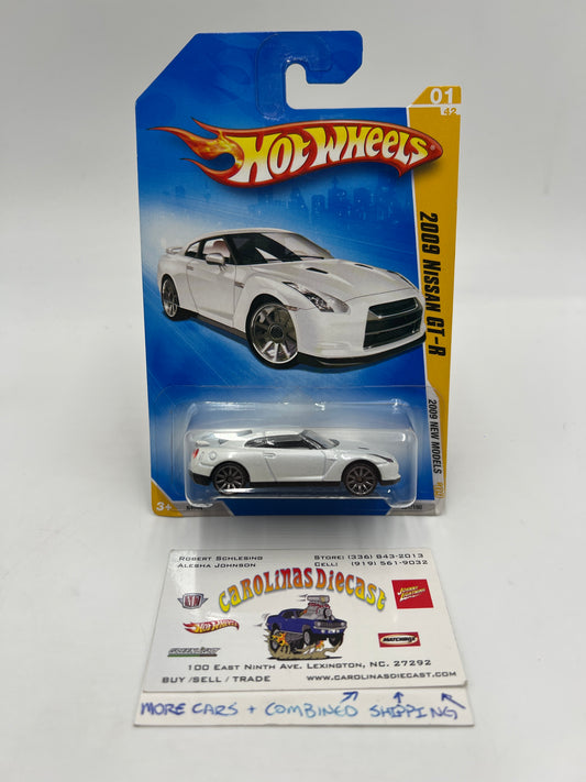 2009 Hot Wheels New Models #1 2009 Nissan GT-R White Smoked Chrome Wheel Variation W/Protector