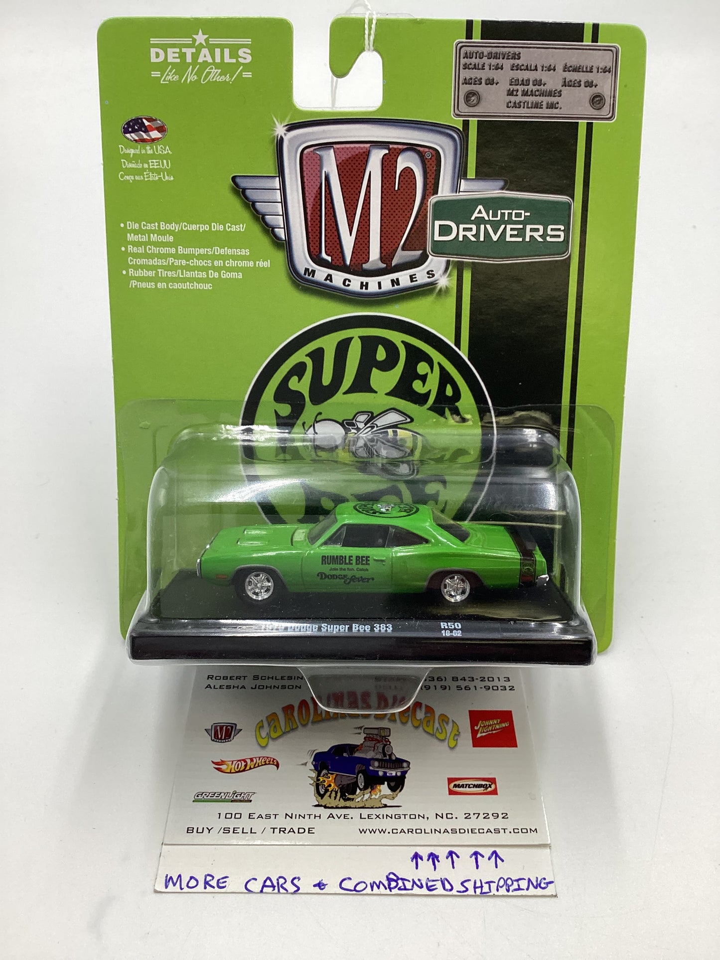 M2 Machines Auto Drivers Superbee 1970 Dodge Super Bee 383 Green R50 192A