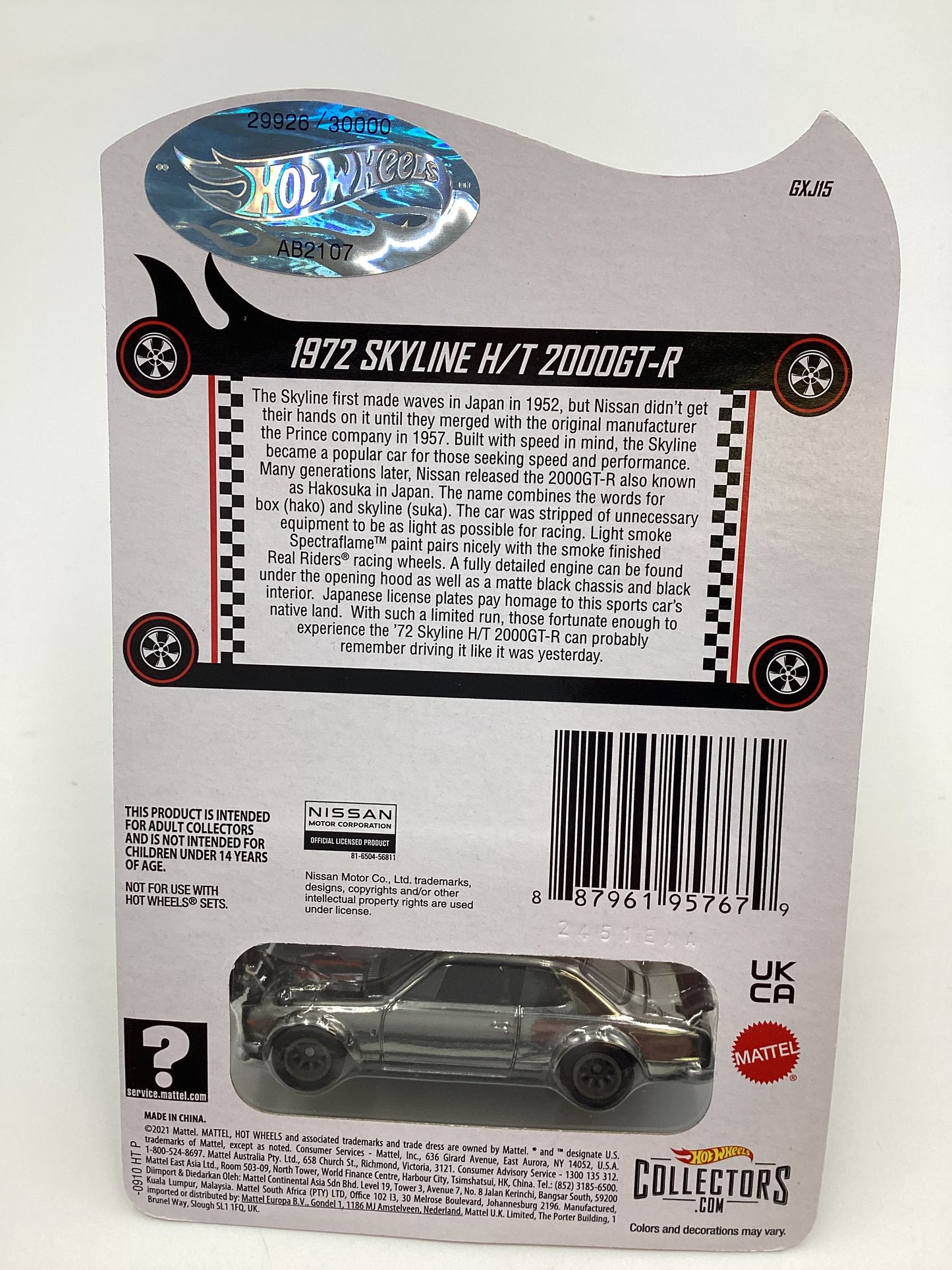 2021 Hot Wheels RLC #29926/30000 1972 Skyline H/T 2000GT-R Chrome