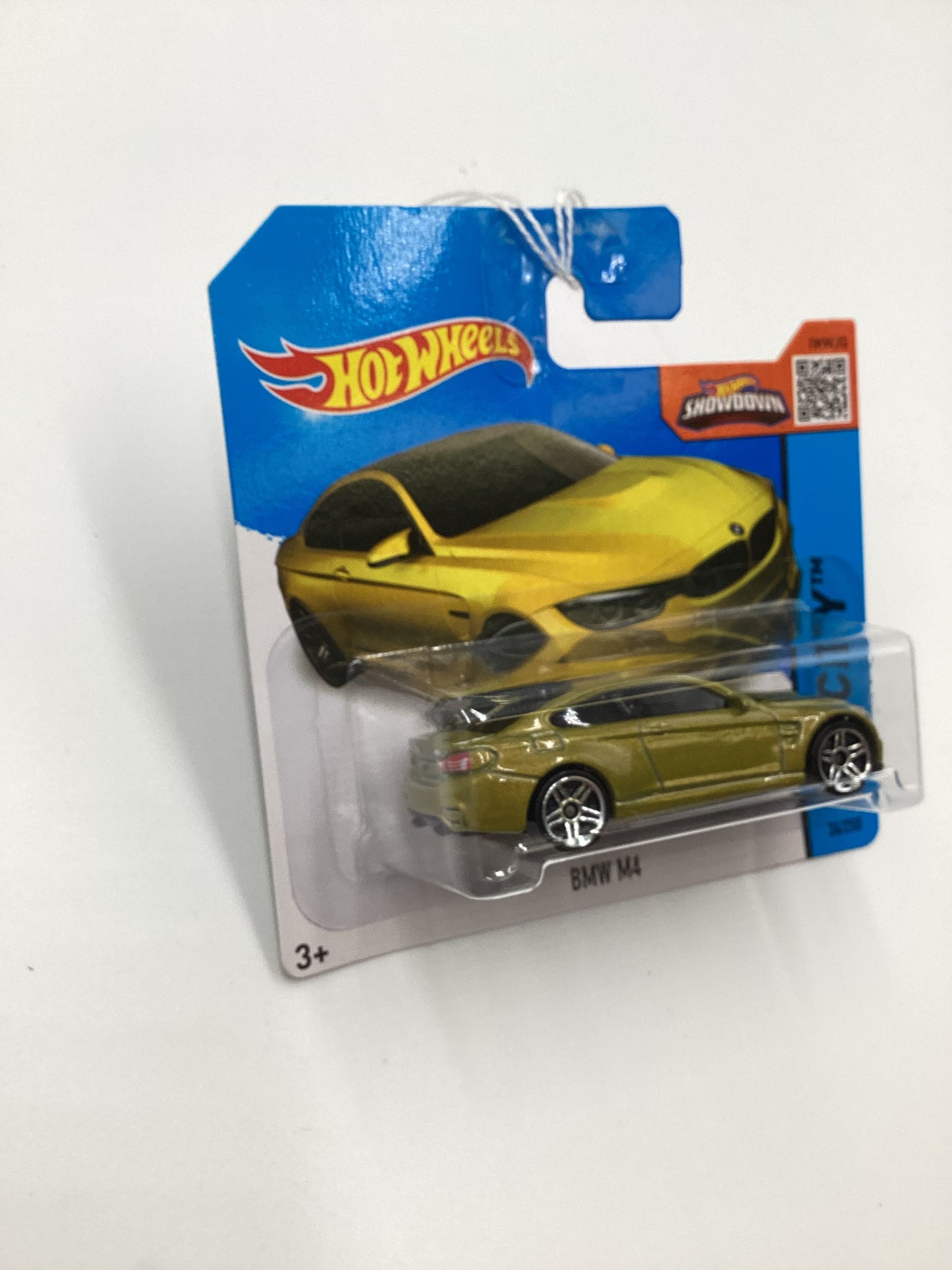 2015 Hot wheels #24 Blue BMW M4 Yellow Short Card 109A