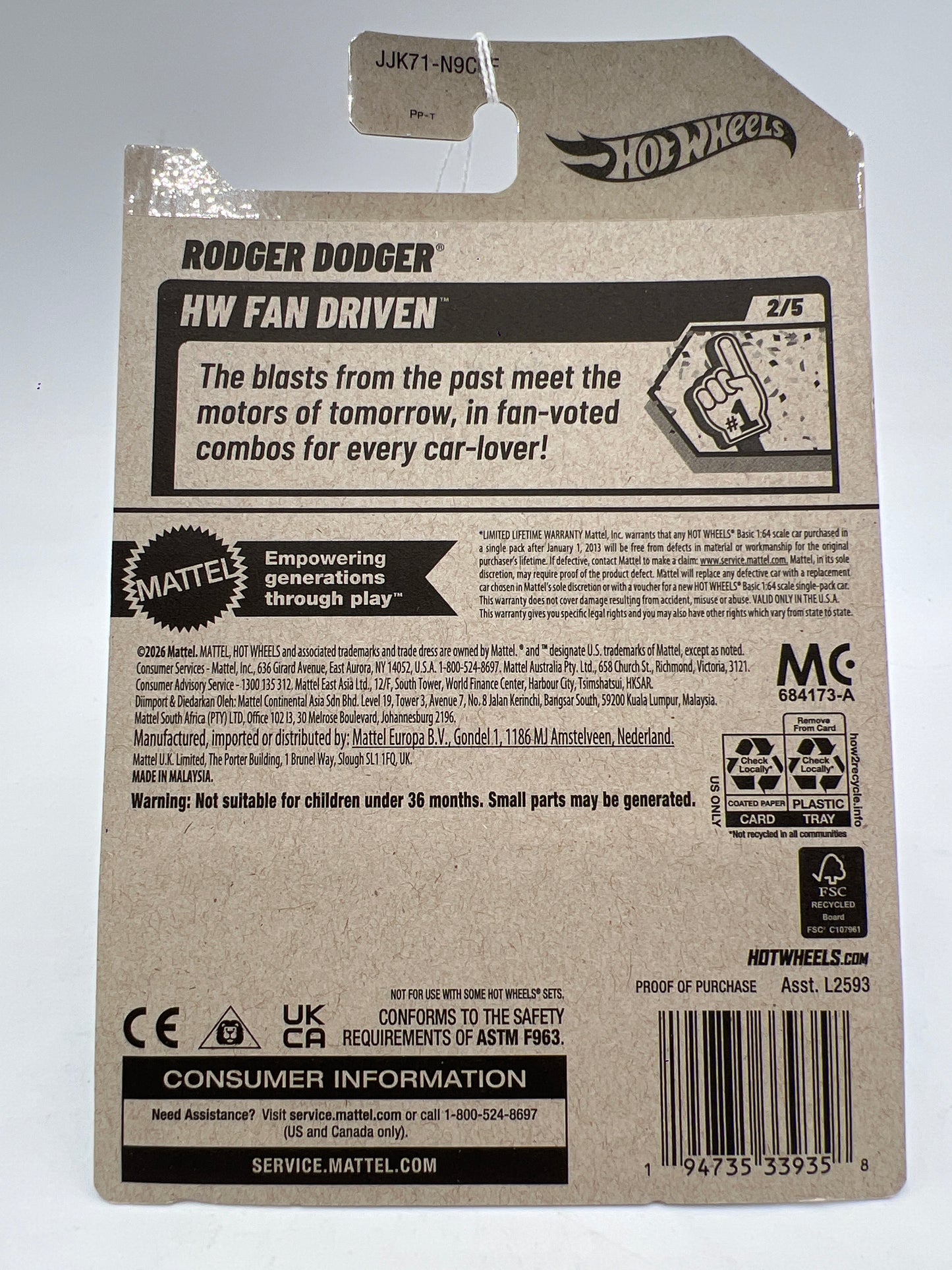 2026 Hot Wheels F Case #19 Rodger Dodger Black 60E