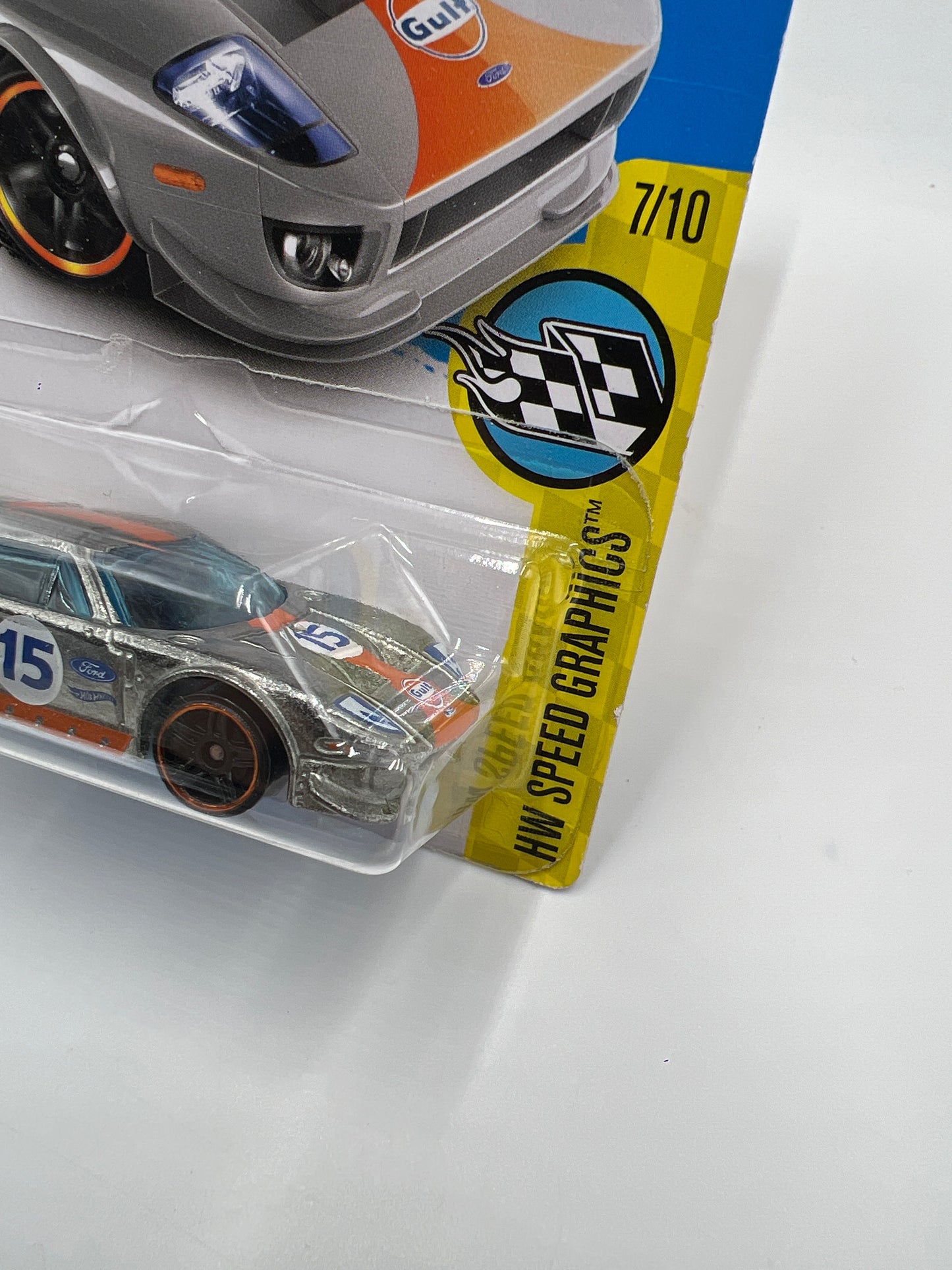 2016 Hot Wheels Walmart Exclusive Zamac #182 Ford GT Gulf Bad Card 145C