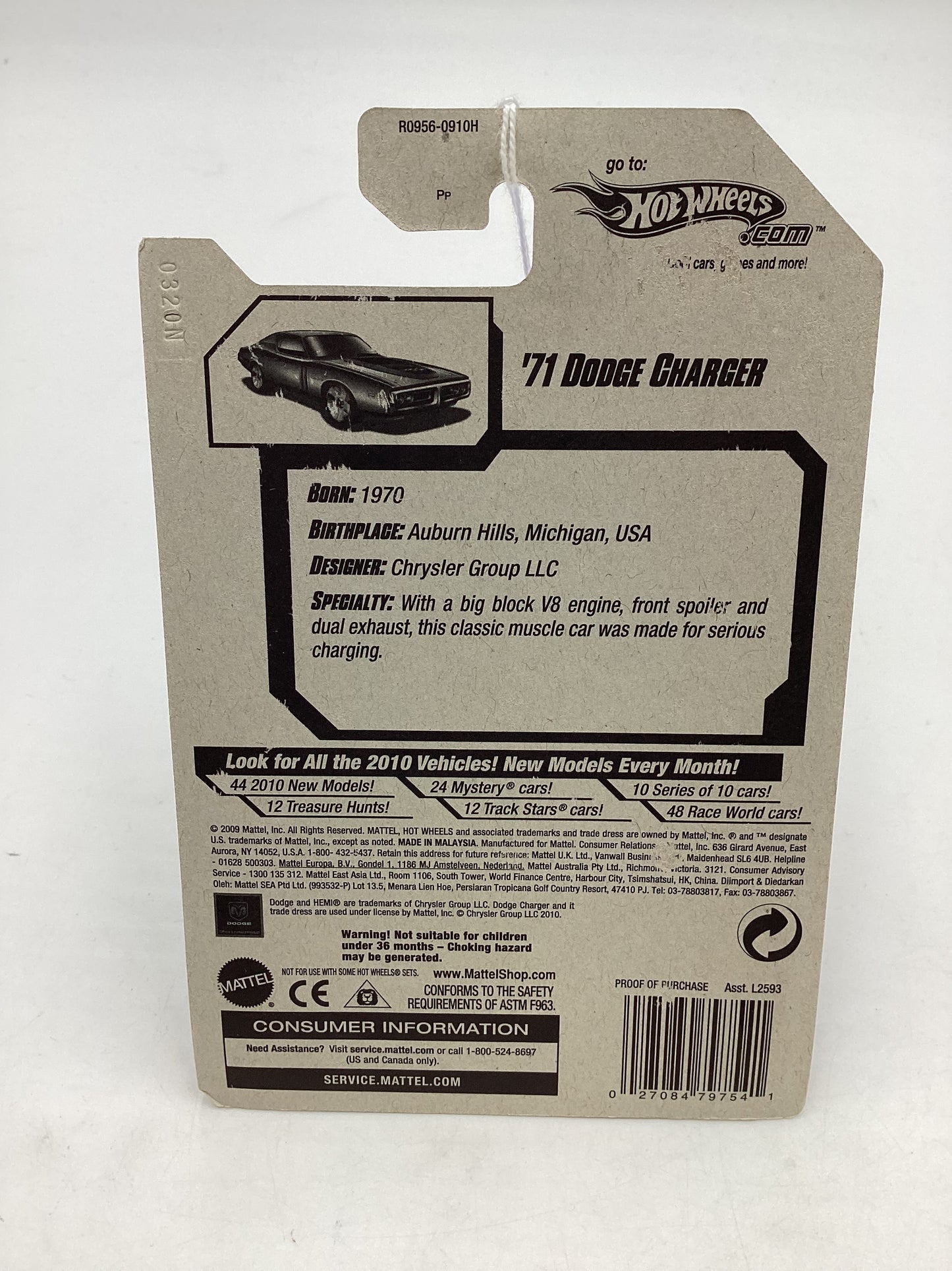 2010 Hot Wheels New Models #36 71 Dodge Charger Orange 59G