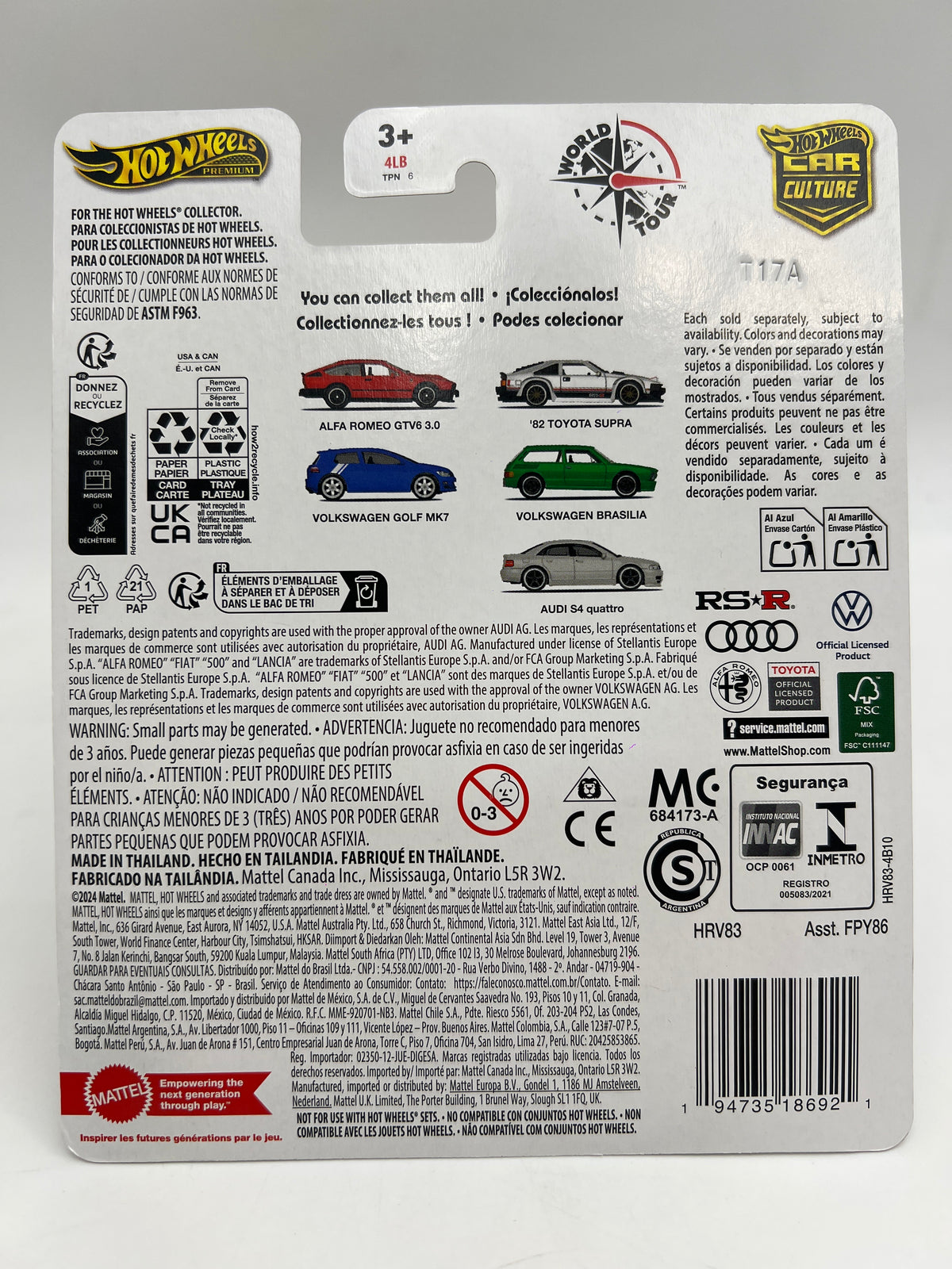 2024 Hot Wheels Premium World Tour Chase #0 Alfa Romeo GTV6 3.0 Black W/Protector
