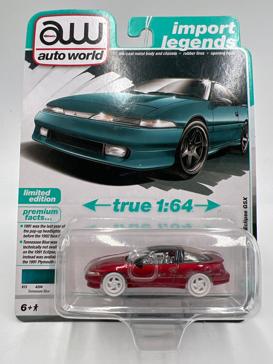 Auto World Ultra Red Chase Import Legends Release 1 Version B 1991 Mitsubishi Eclipse GSX Red