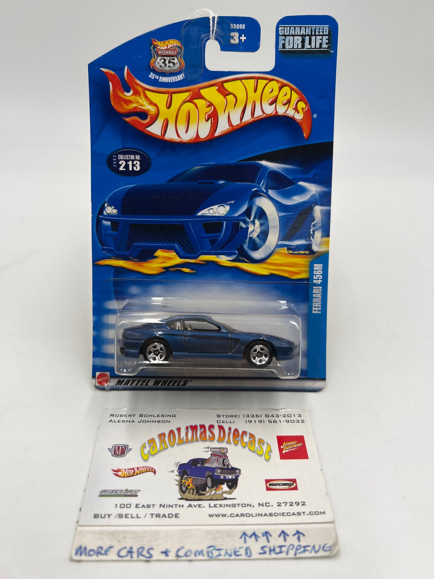 2002 Hot Wheels #213 Ferrari 456M Blue 5SP Wheels