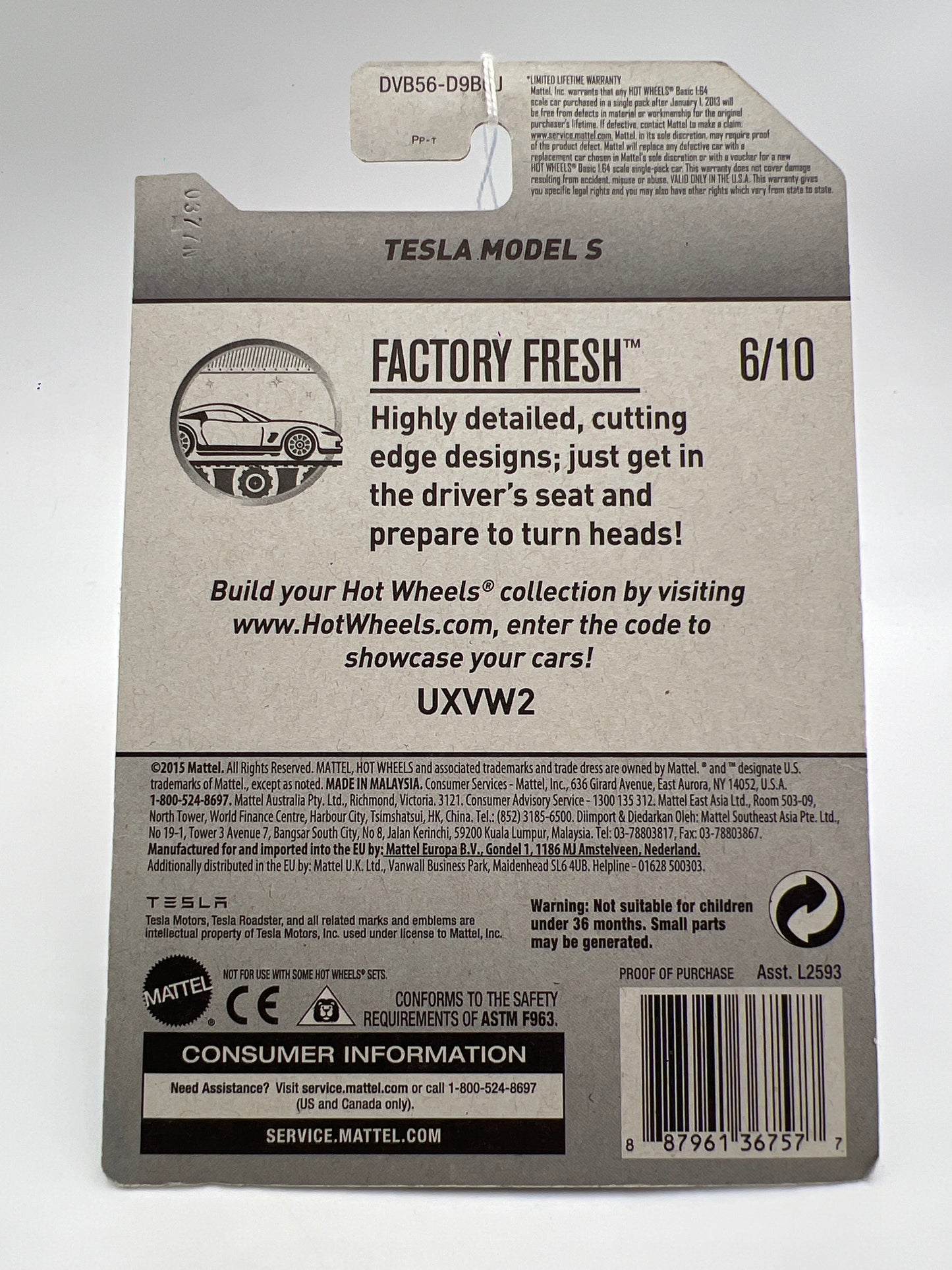2017 Hot Wheels Factory Fresh #175 Tesla Model S White 50B