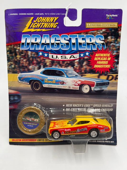 Johnny Lightning Dragsters USA Series 6 #1142 72 Chi-Town Hustler Yellow/Red Bad Card 186B