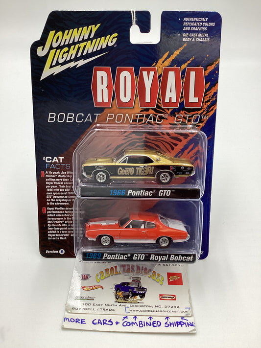 Johnny Lightning Royal Bobcat Pontiac GTO Release 2 Version B 1966 Pontiac GTO Gold/ Black 1969 Pontiac GTO Royal Bobcat Orange 231D