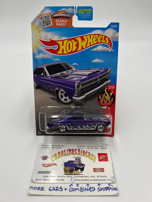 2016 Hot Wheels Flames #95 66 Ford 427 Fairlane Purple Target Spring Card