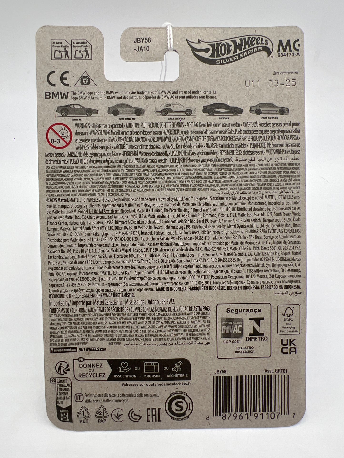 2025 Hot Wheels Silver Series BMW Set #5 2001 BMW M5 Silver 156J