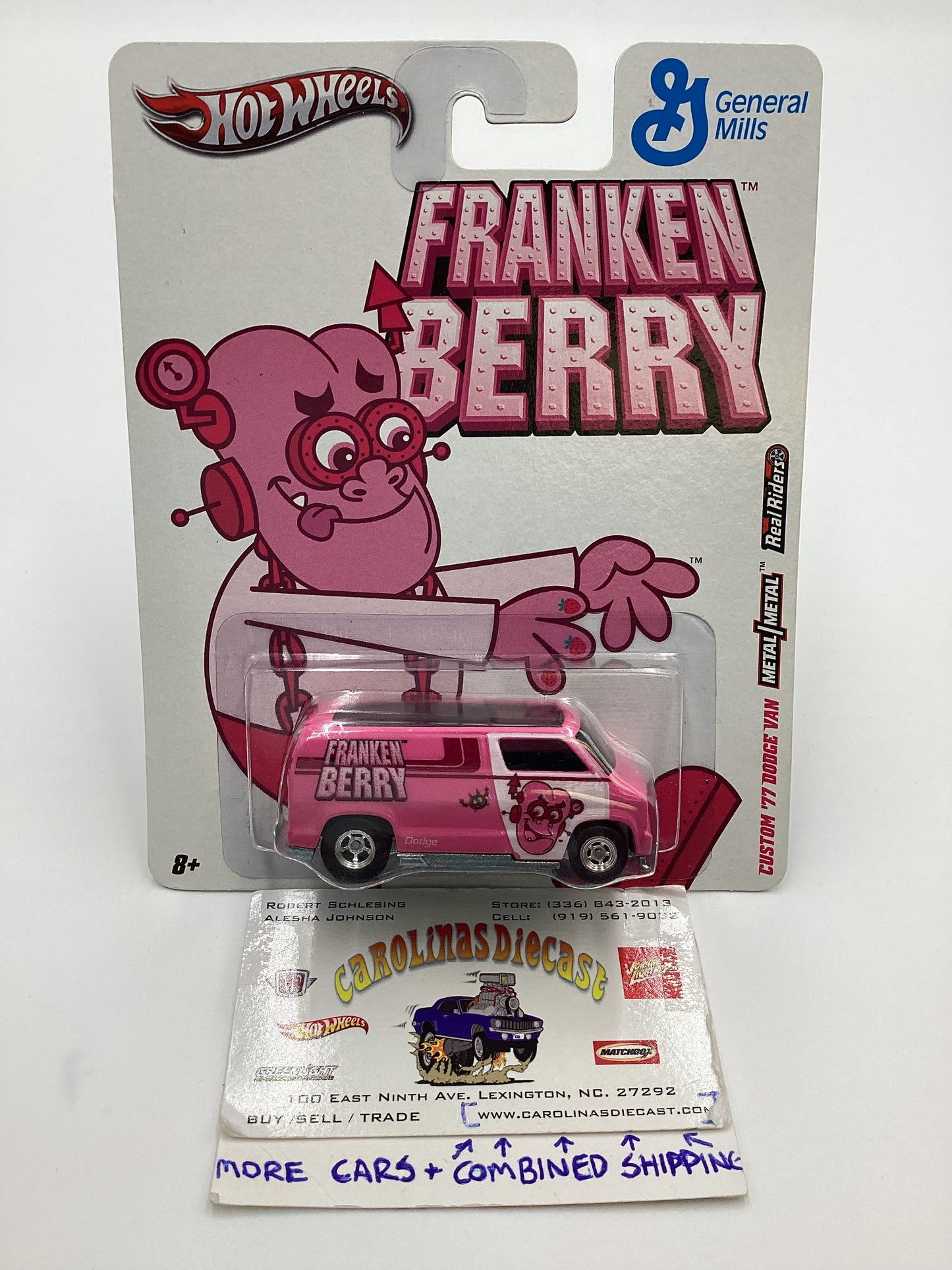 2011 Hot Wheels Premium General Mills Custom 77 Dodge Van Pink Franken Berry with protector