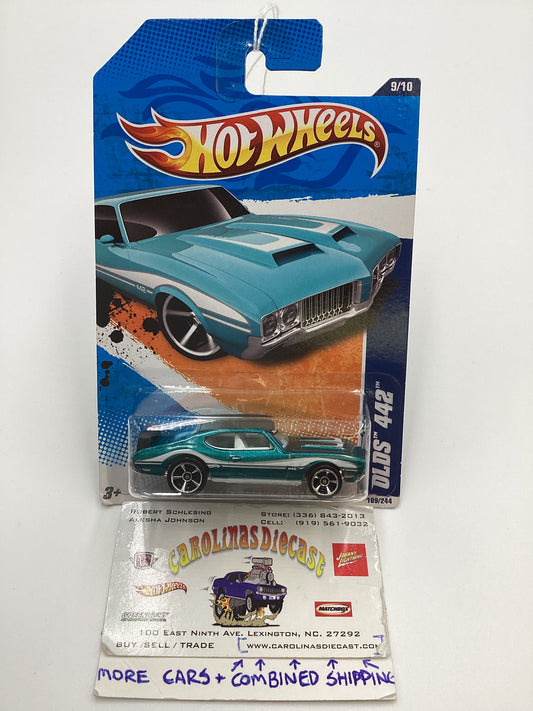 2011 Hot Wheels #109 Olds 442 Teal Walmart Exclusive Banner