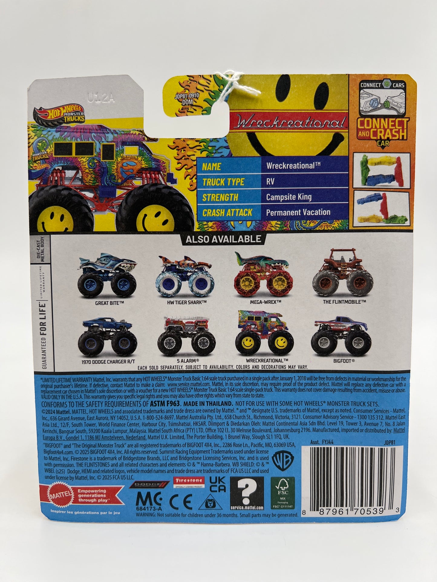 Hot Wheels Monster Trucks HWMT Back To Basics #5 Wreckreational 126D