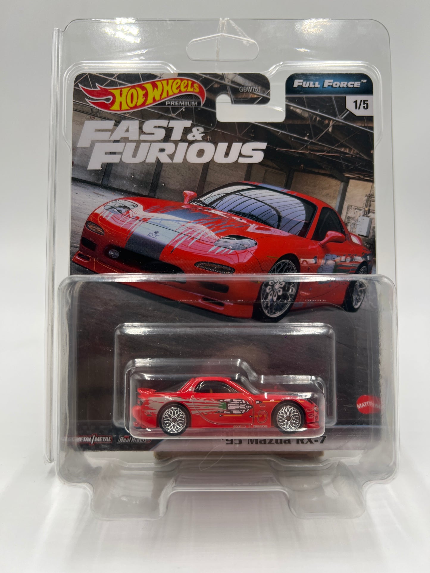 Hot Wheels Fast & Furious Full Force #1 95 Mazda RX-7 Red W/Protector 2