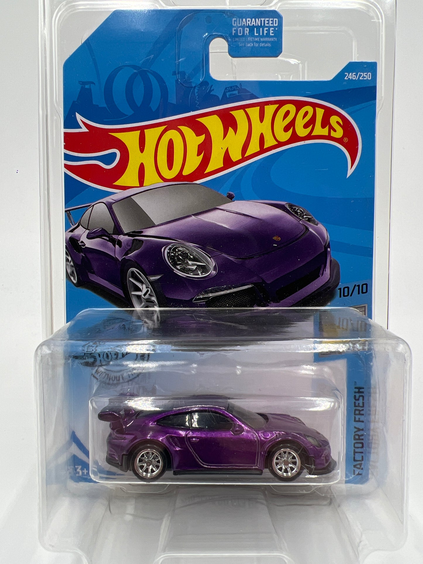 2019 Hot Wheels Super Treasure Hunt #246 Porsche 911 GT3 RS Purple W/Protector