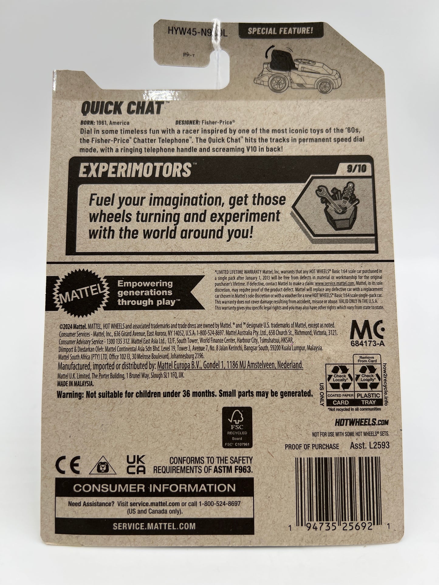 2025 Hot Wheels L Case Experimotors #216 Quick Chat 114D