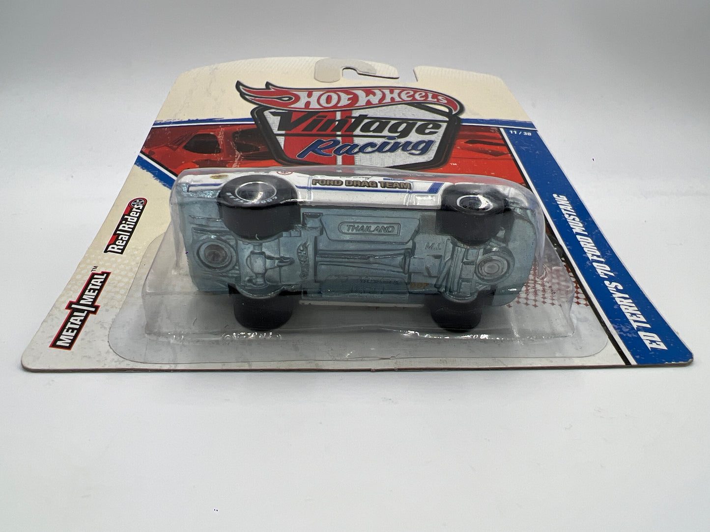 Hot Wheels Premium Vintage Racing #11 Ed Terrys 70 Ford Mustang White W/Protector