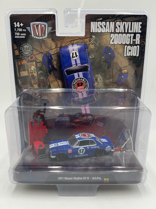 M2 Machines R18 Diorama Yokohama 1971 Nissan Skyline GT-R Blue