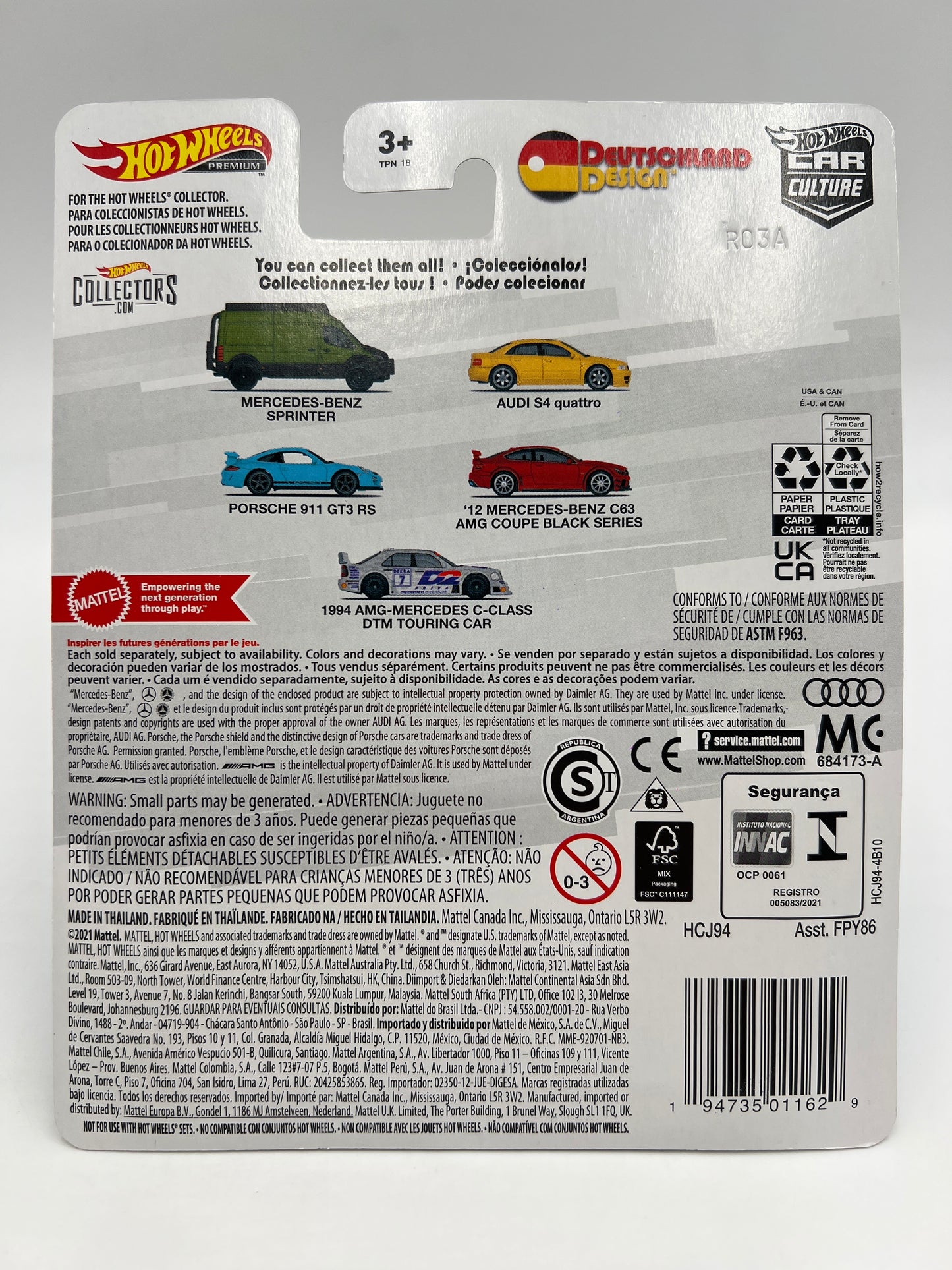 Hot Wheels Premium Deutschland Design #3 Porsche 911 GT3 RS Light Blue 254A