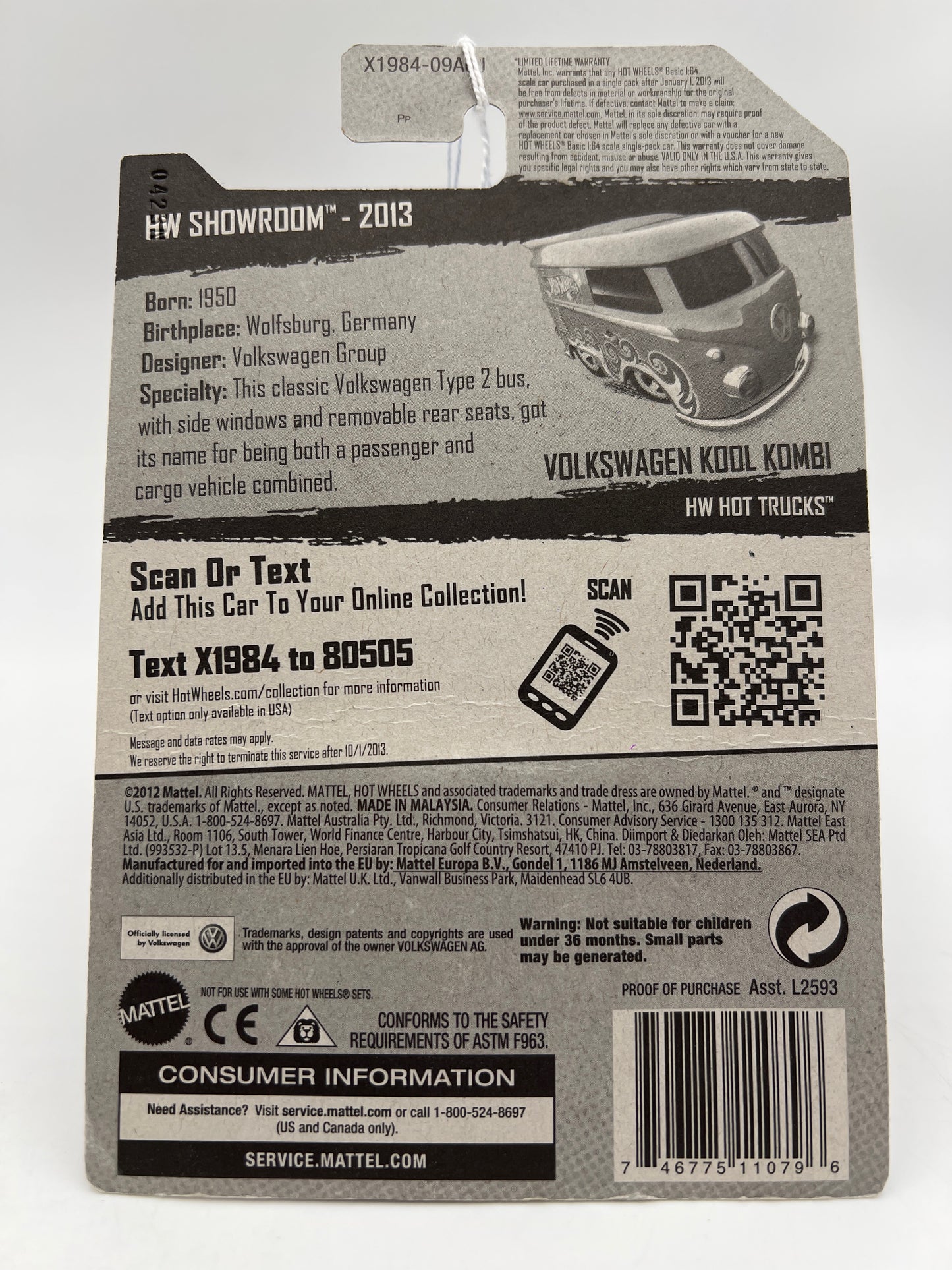 2013 Hot Wheels Showroom #169 Volkswagen Kool Kombi Orange 97D