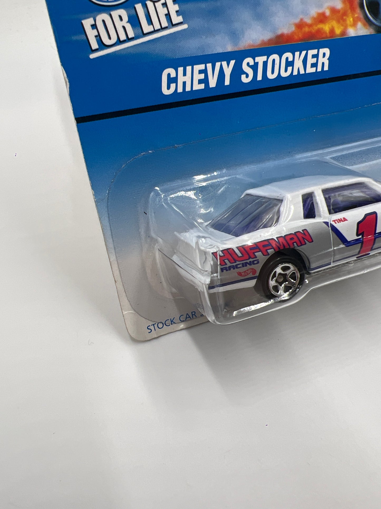 1997 Hot Wheels Collector #618 Chevy Stocker White Bad Card 240B