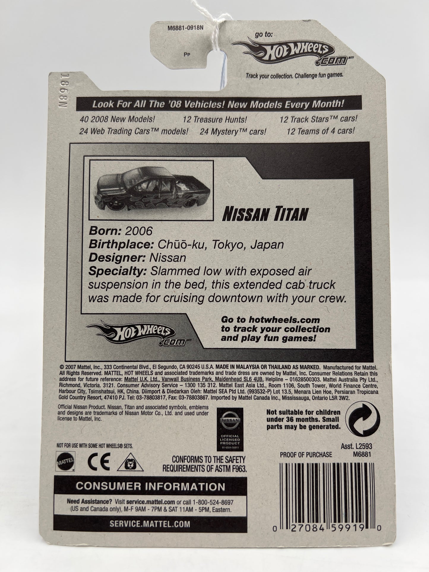 2008 Hot Wheels Team Hot Trucks #139 Nissan Titan Red 82C