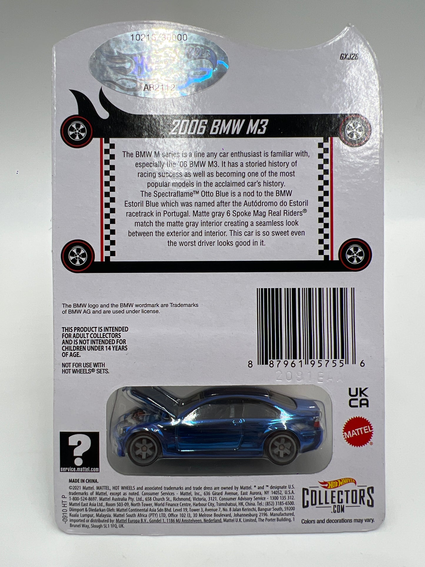 2022 Hot Wheels RLC #10213/30000 2006 BMW M3 Blue W/Protector