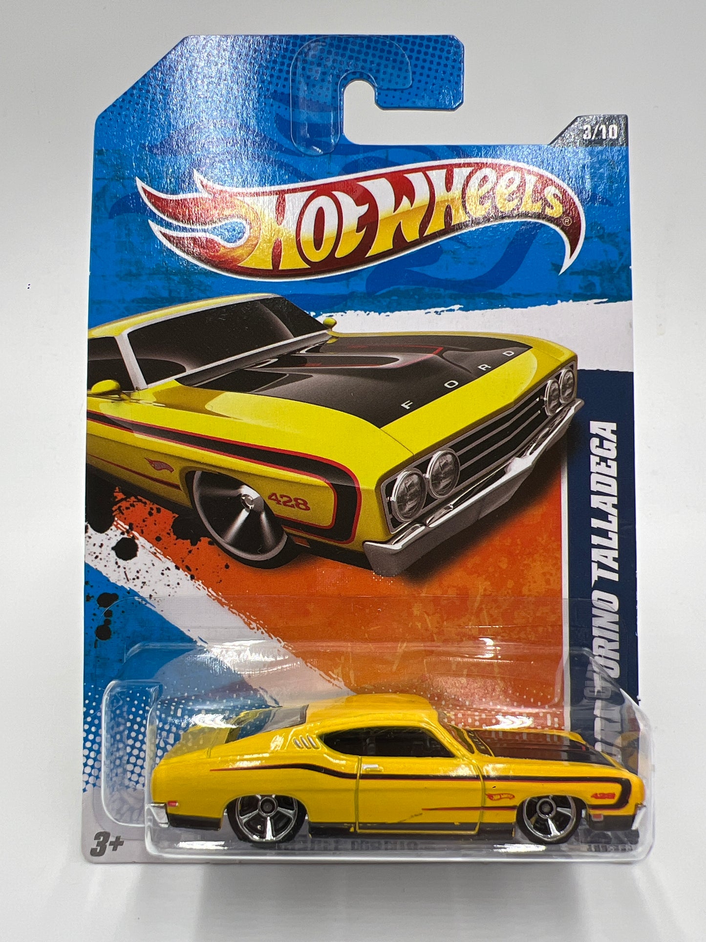2011 Hot Wheels Muscle Mania #103 69 Ford Torino Talladega Yellow Walmart Exclusive W/Protector