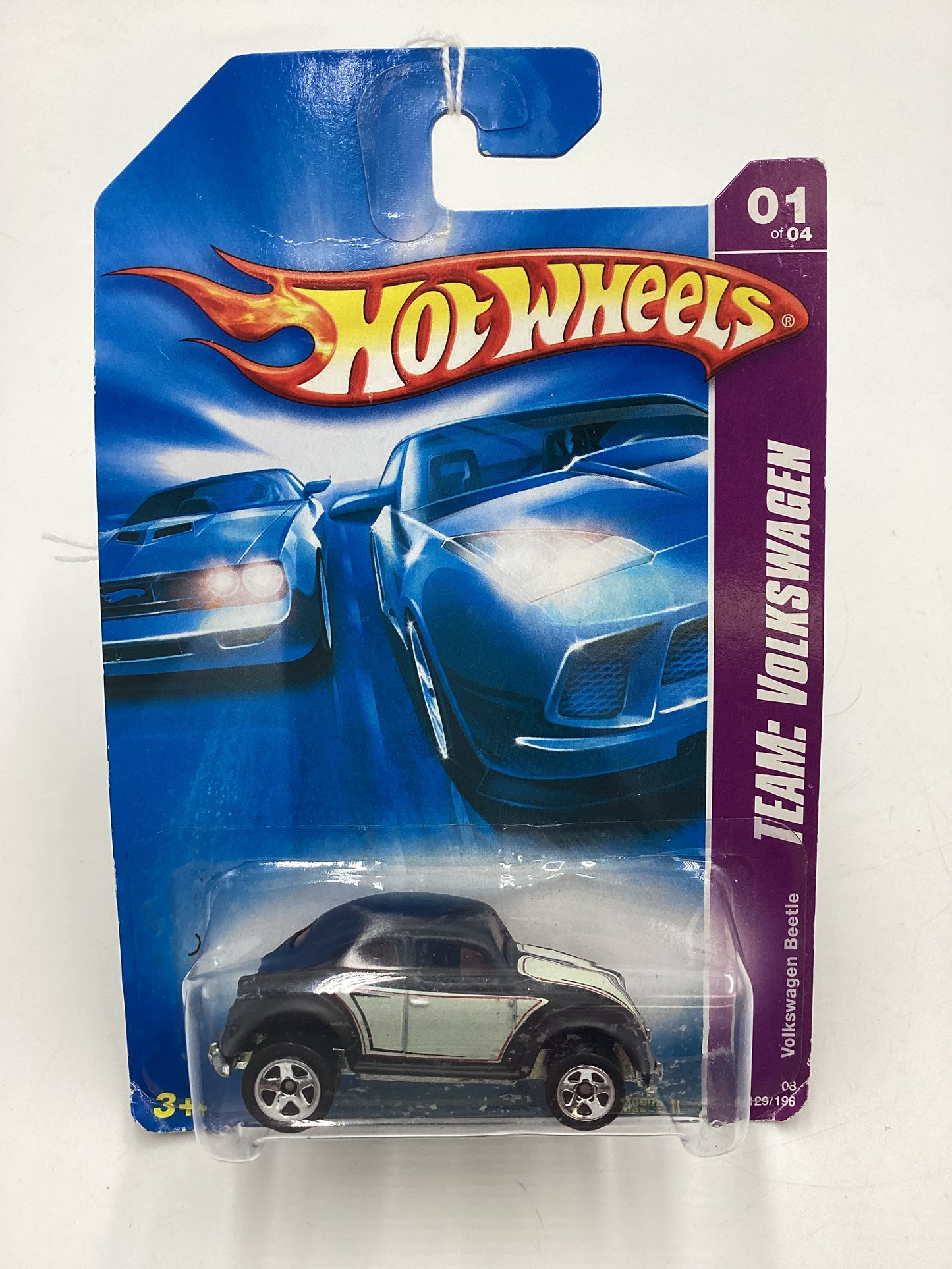 2008 Hot Wheels HW Team: Volkswagen #129 Volkswagen Beetle Matte Black  Card Not Perfect 97G