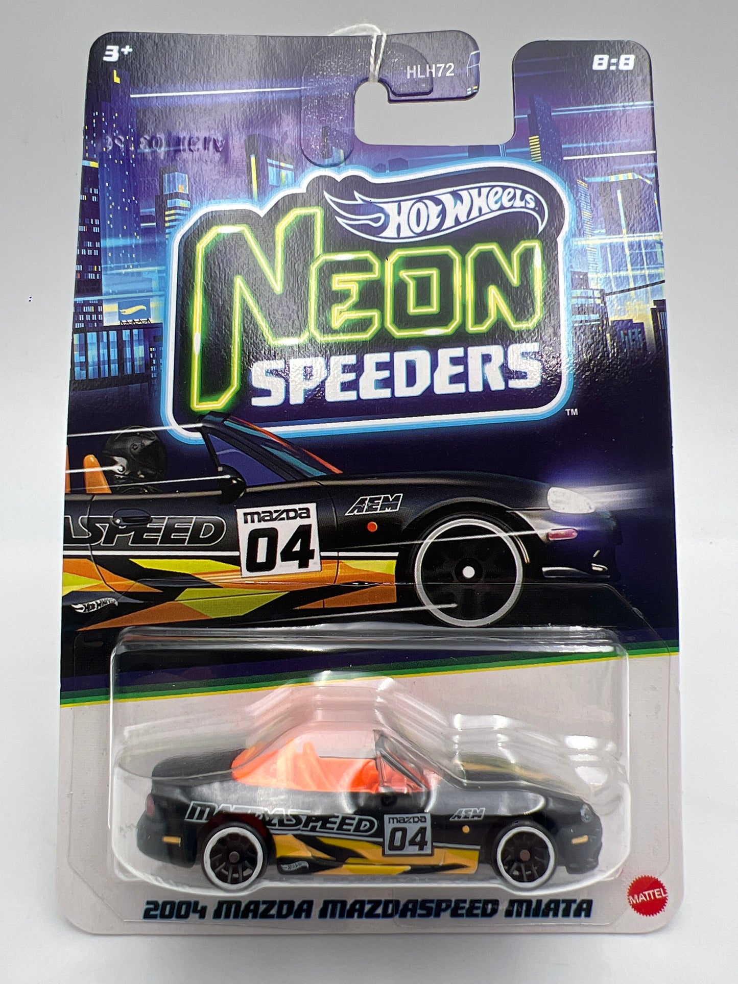 2026 Hot Wheels Neon Speeders #8 2004 Mazda Mazdaspeed Miata Black W/Metal Base