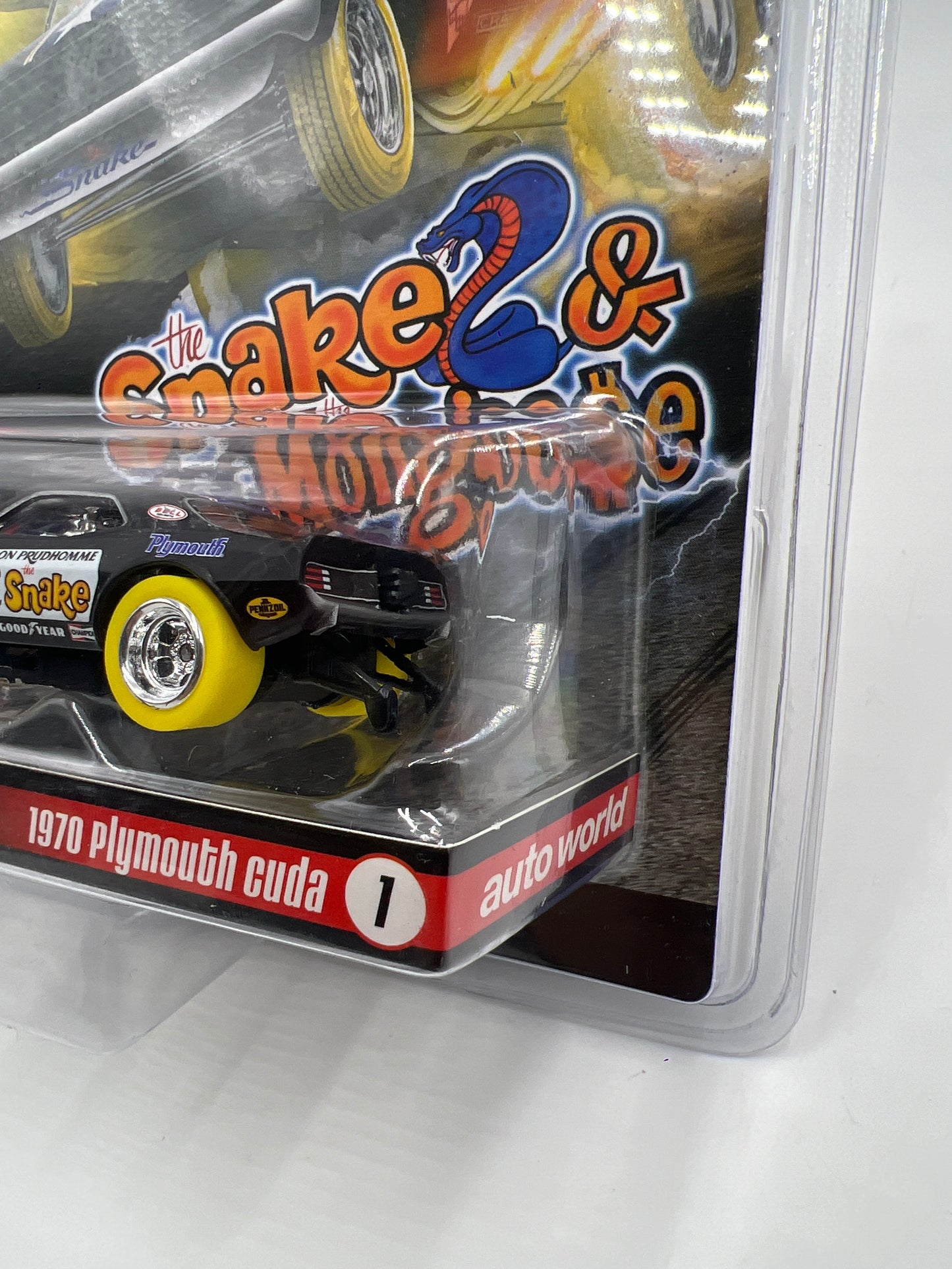 Auto World Supercon Exclusive 1/1008 Snake & Mongoose 1970 Plymouth Cuda Snake Electric Slot Car VHTF