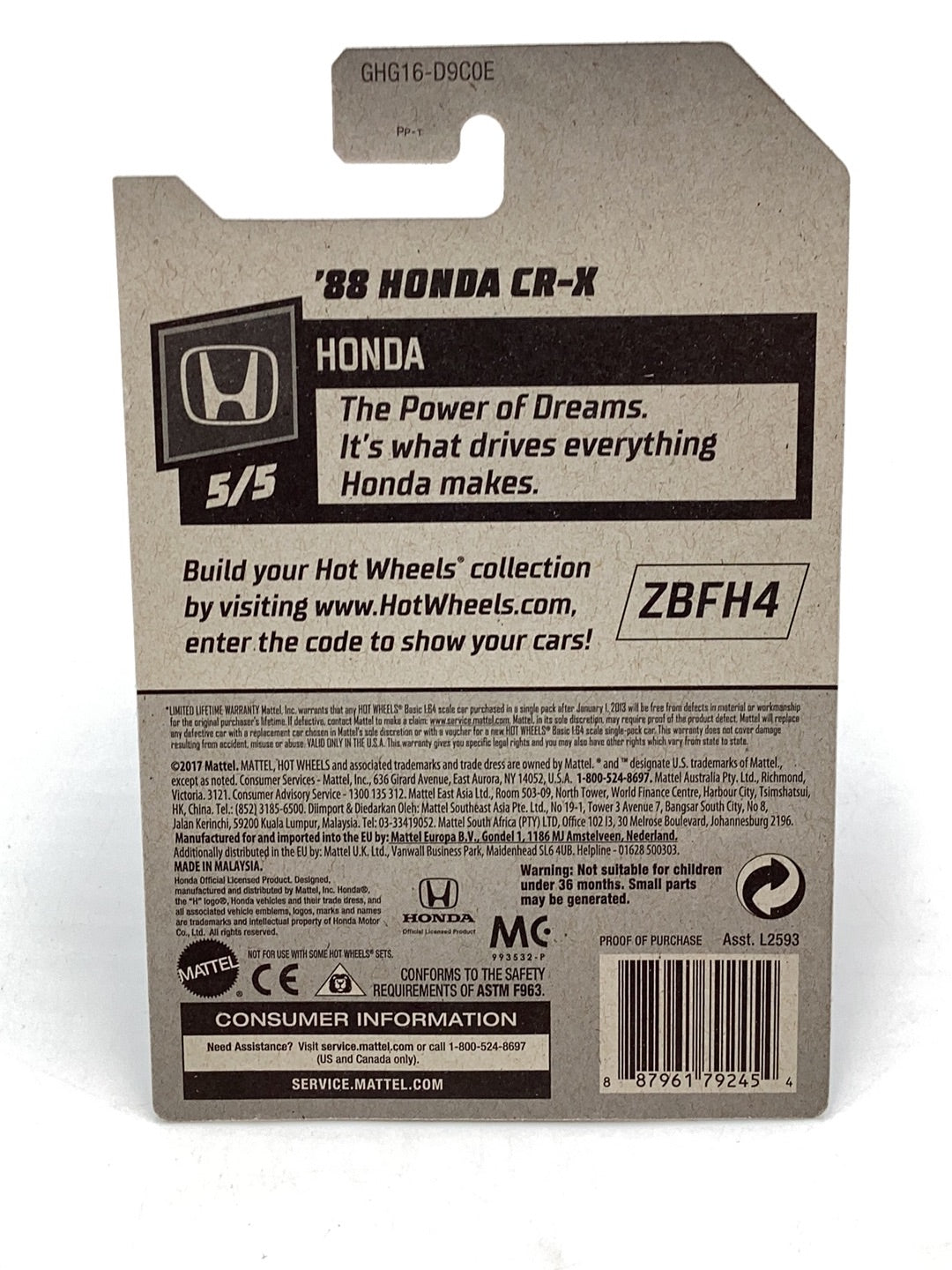 2020 hot wheels super treasure hunt 88 Honda CR-X W/ Protector