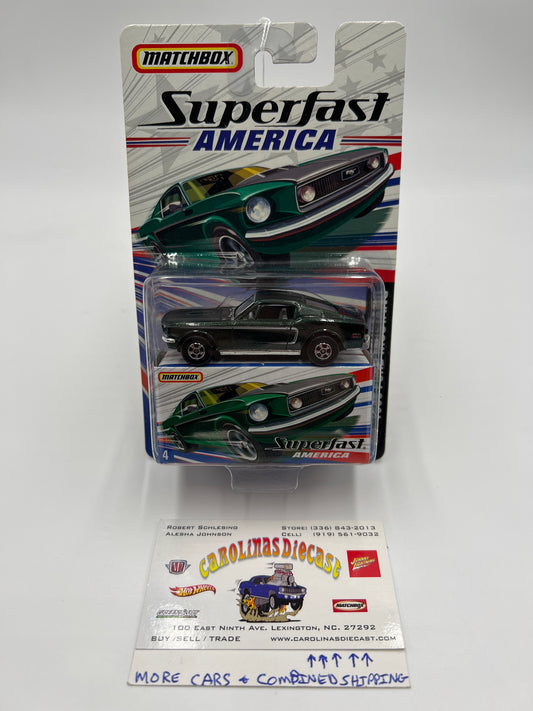 Matchbox Superfast America #4 1968 Ford Mustang Green 170A