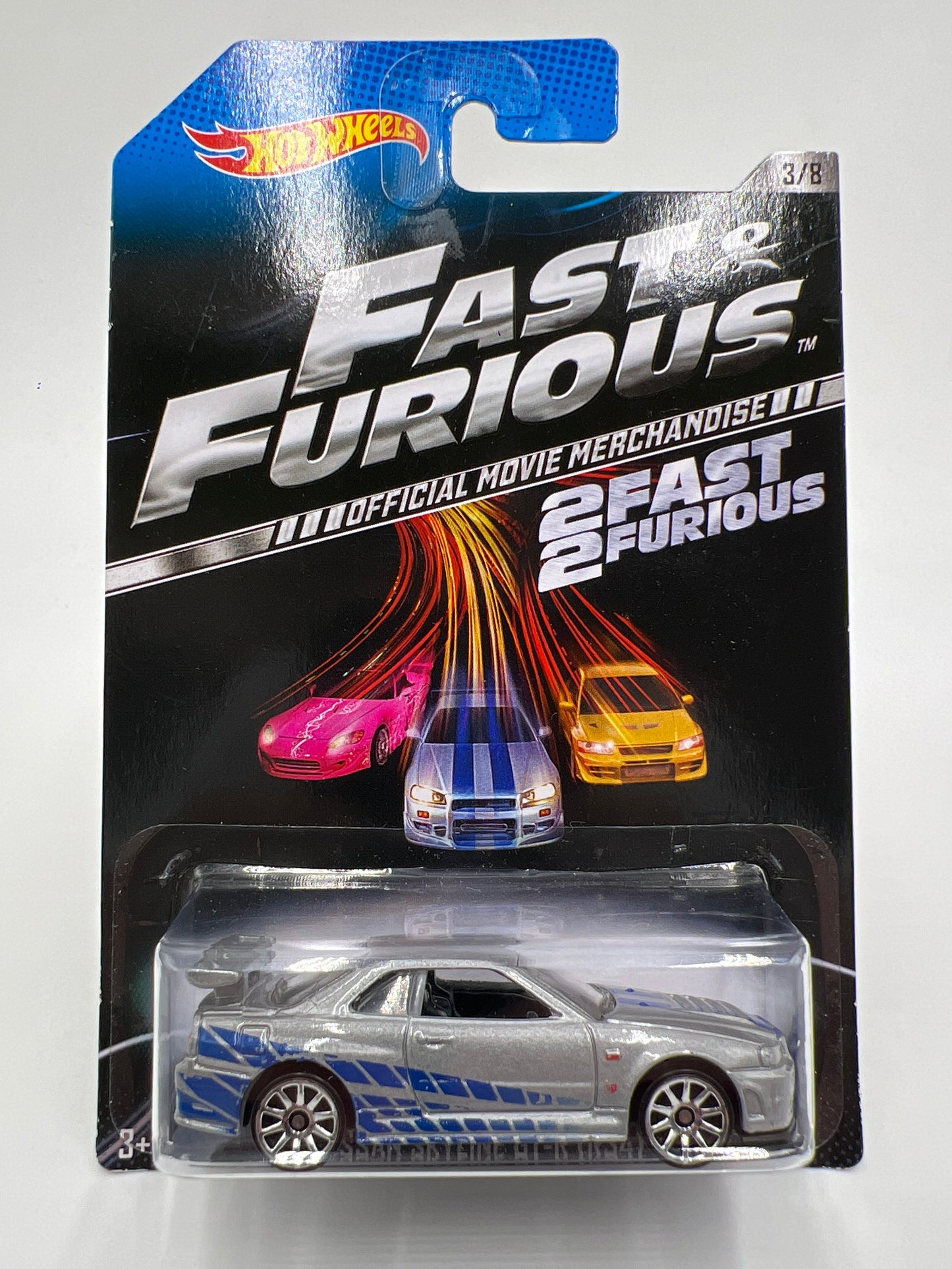 Hot Wheels Fast and Furious #3 Nissan Skyline GT-R R34 Silver W/Protector
