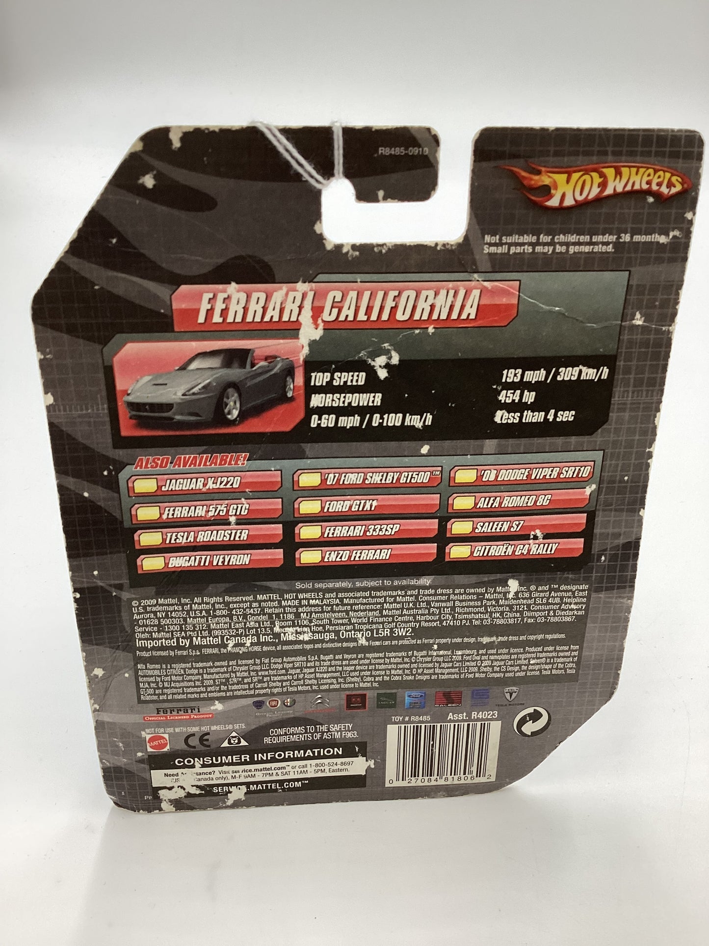 Hot wheels Speed Machines Ferrari California Gray *Bad Card*