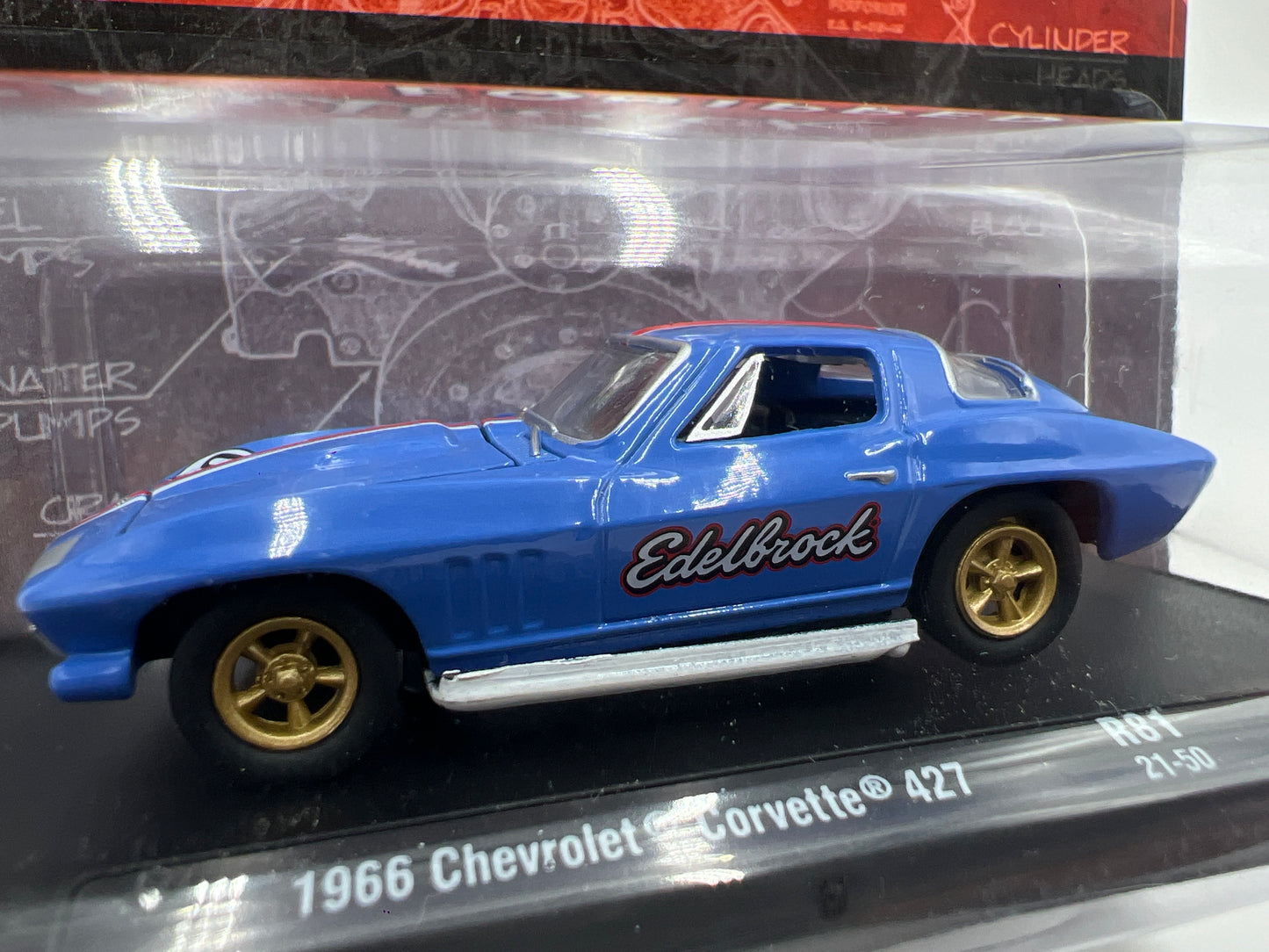 M2 Machines Auto Drivers 1966 Chevrolet Corvette 427 Blue Edelbrock R81 189D