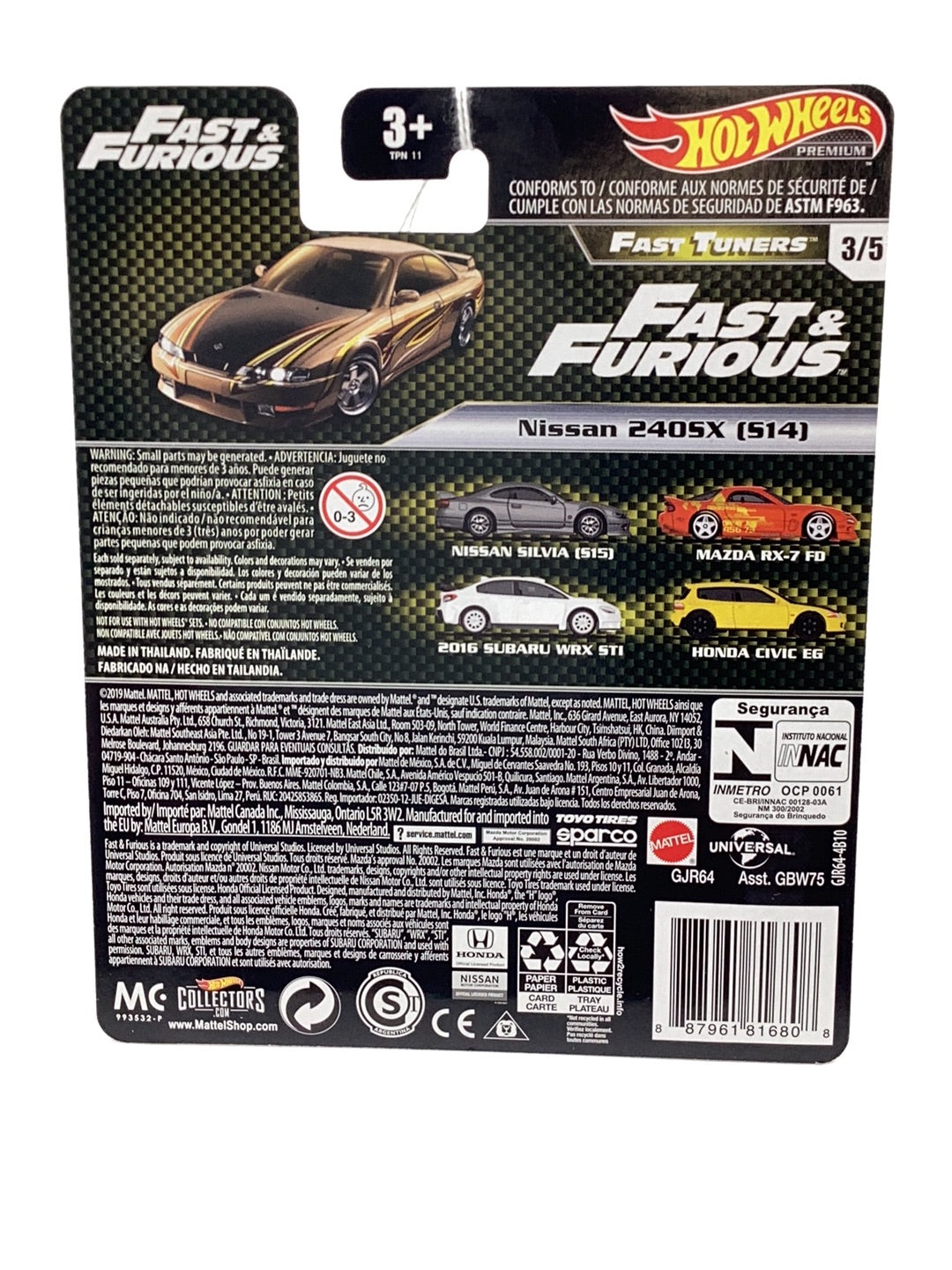 Hot Wheels premium fast and furious Fast Tuners #3 Nissan 240SX S14 246K