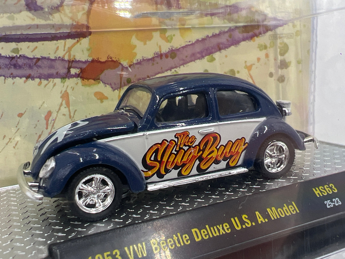 2025 M2 Machines Hobby Exclusive Slug Bug 1953 VW Beetle Deluxe USA Model Blue HS63 201E