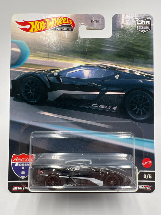 Hot Wheels Premium Car Culture American Scene CHASE #0 Corvette C8.R Black W/Protector Bad Card