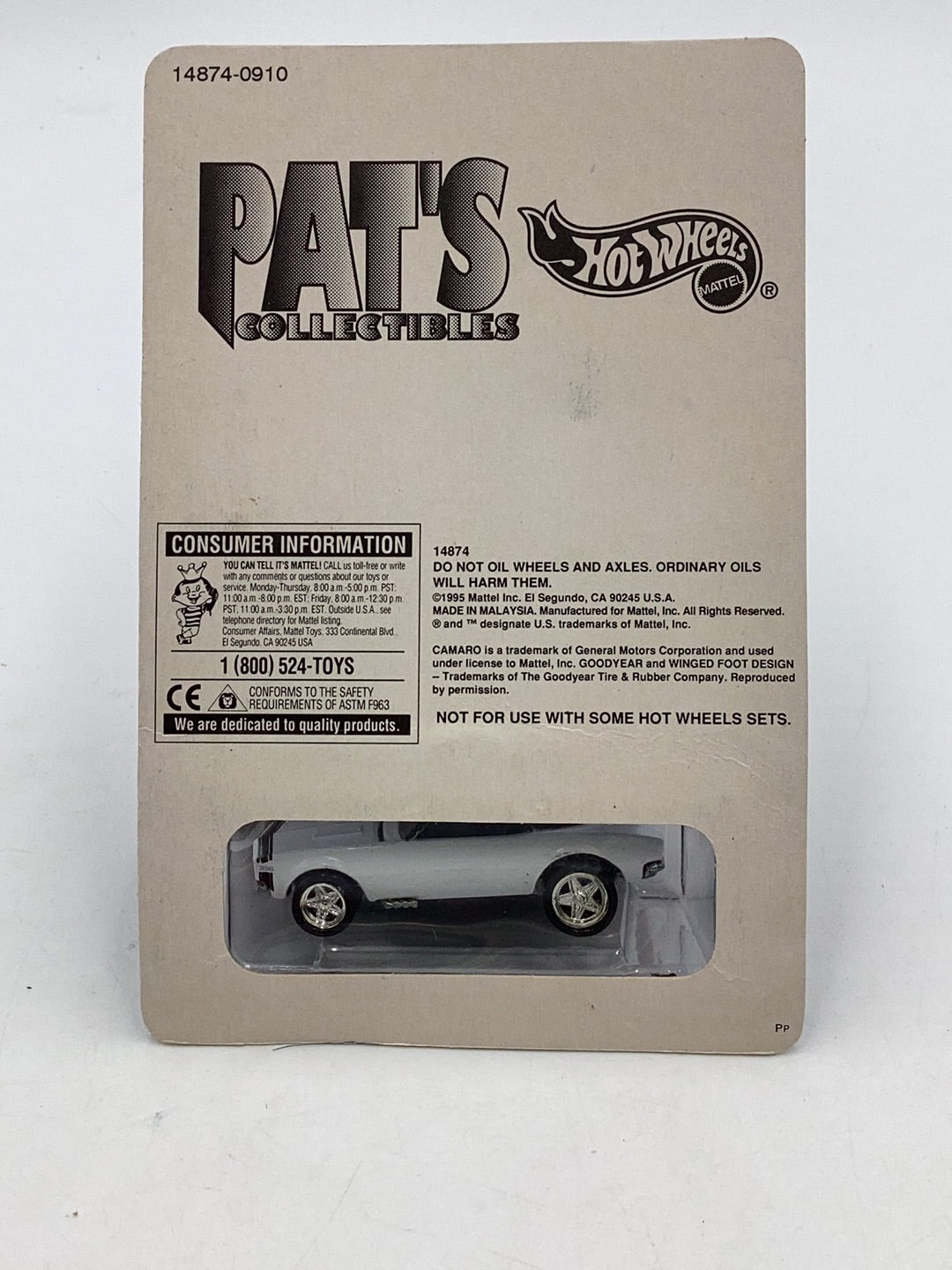 Hot Wheels Pats Collectibles 67 Camaro 14874 1/7000 with protector