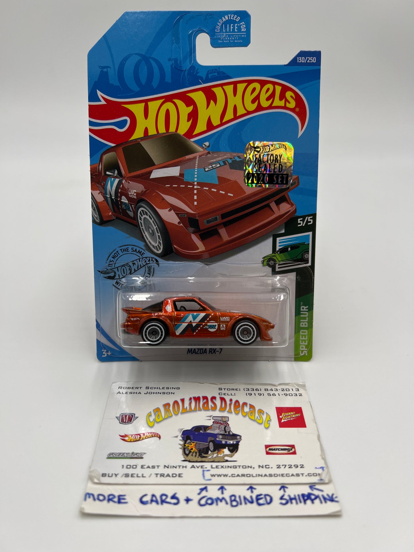 2020 Hot Wheels Factory Sealed Super Treasure Hunt #130 Mazda RX-7 Orange W/Protector