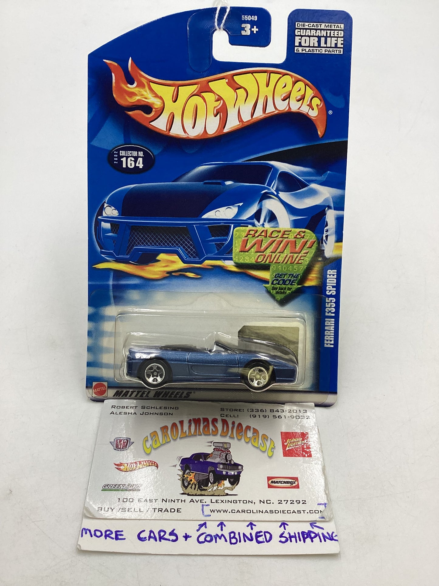 2002 Hot Wheels #164 Ferrari F355 Spider Blue